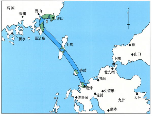 日韓トンネルのルート概念図